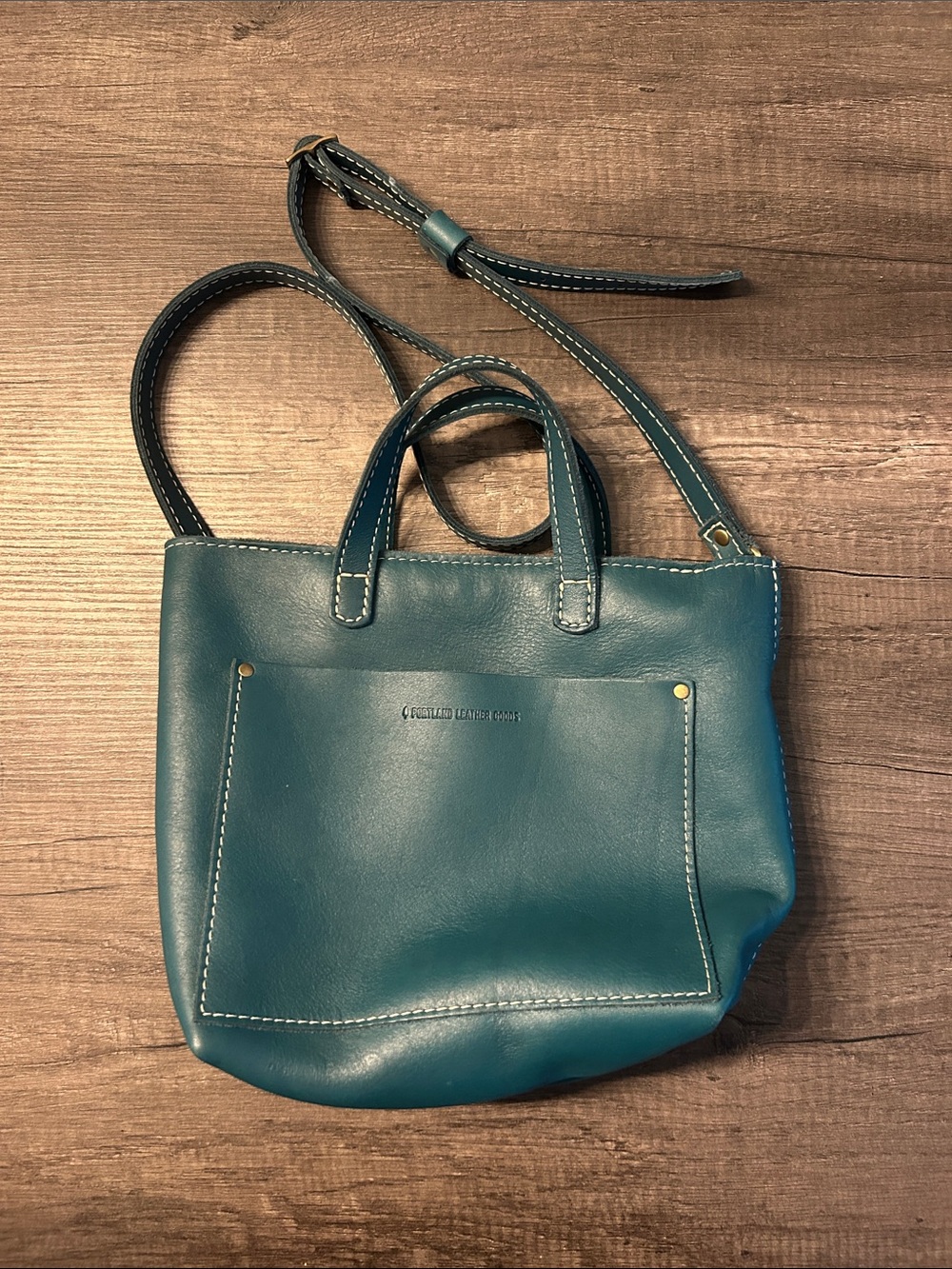Portland Leather Peacock Mini Crossbody Tote w/ zipper